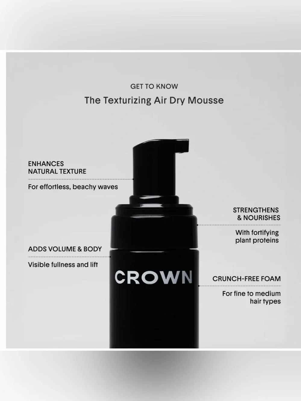 Crown The Texturizing Air Dry Hair Mousse Travel 🧳 Size